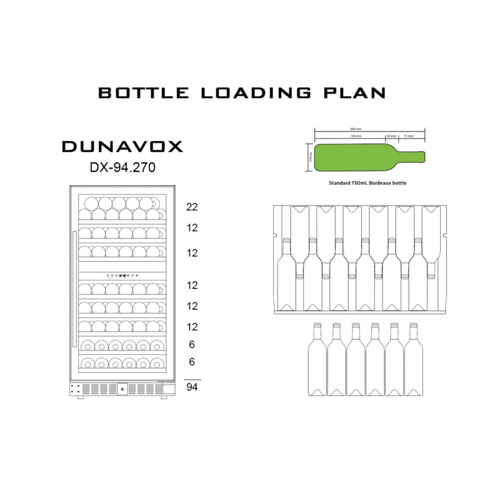 Отдельностоящий винный шкаф Dunavox DX-94.270DBK