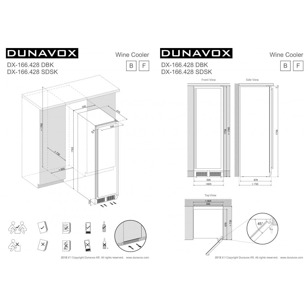 Отдельностоящий винный шкаф Dunavox DX-166.428DBK