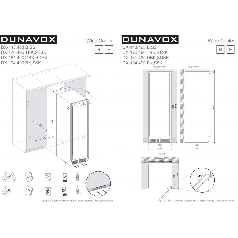 Встраиваемый винный шкаф Dunavox DX-194.490BK