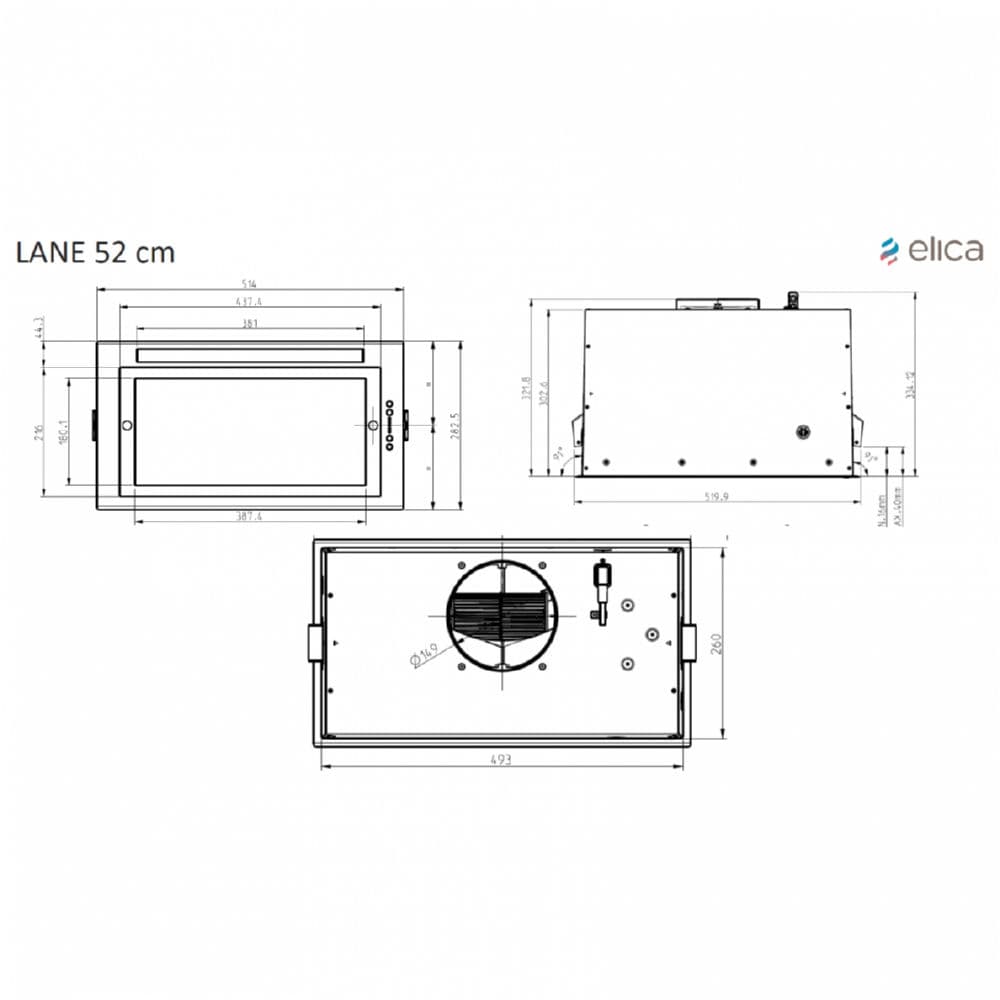Встраиваемая вытяжка Elica LANE WH/A/52
