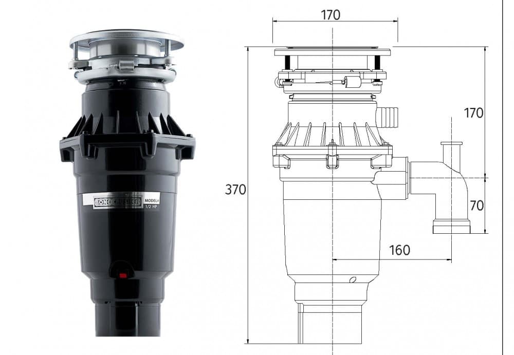 Измельчитель пищевых отходов Bone Crusher 810 Slim Line