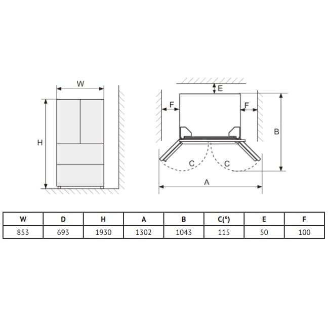 Отдельностоящий French door холодильник Korting KNFF 82535 XN