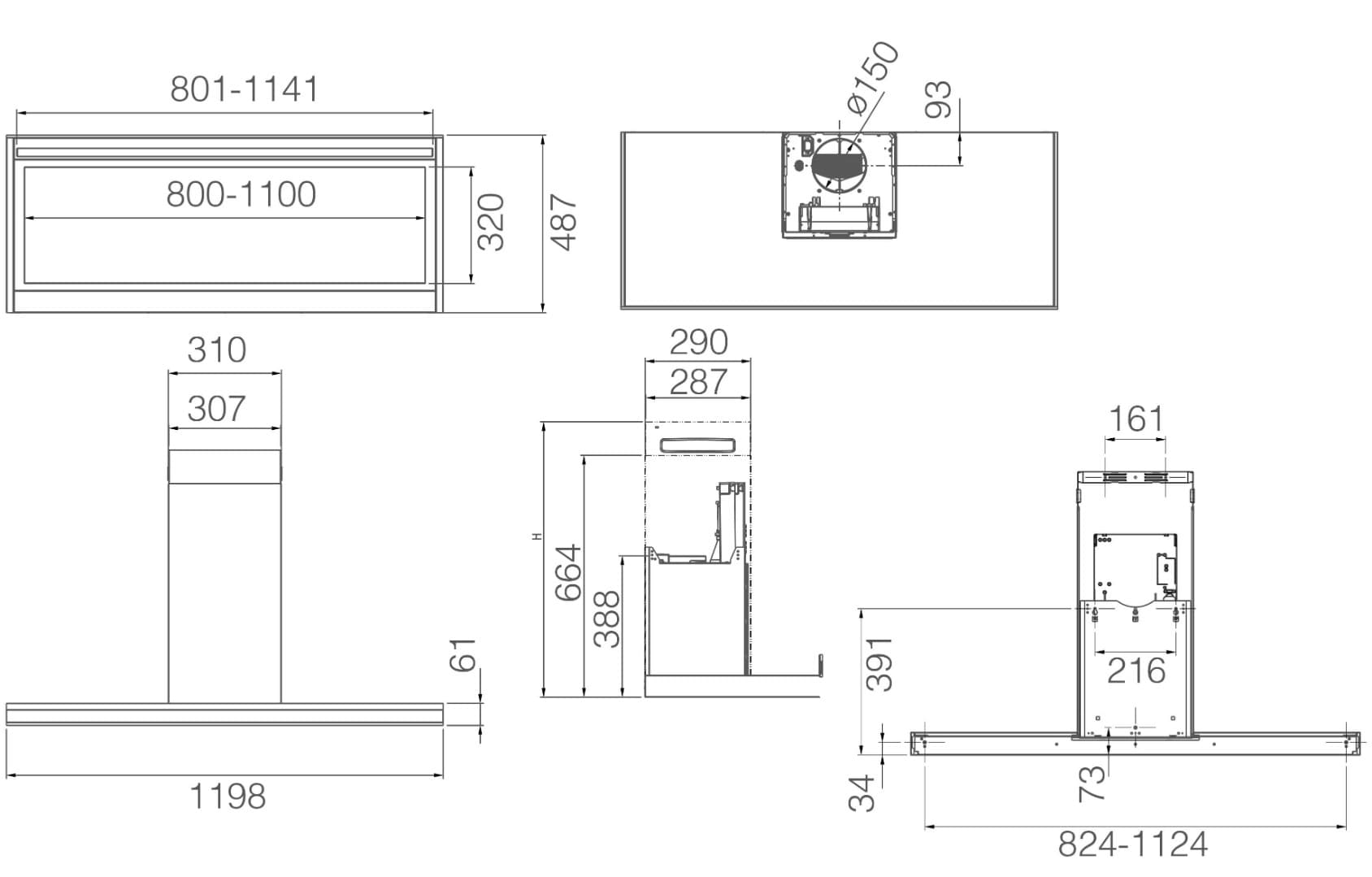 Пристенная вытяжка Elica ELEMENT @ BLMAT/A/120