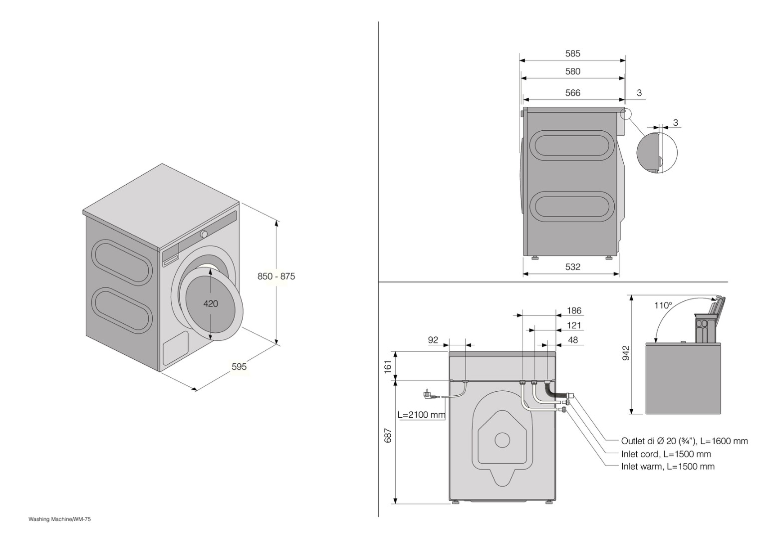 Отдельностоящая стиральная машина Asko W4096P.W/3